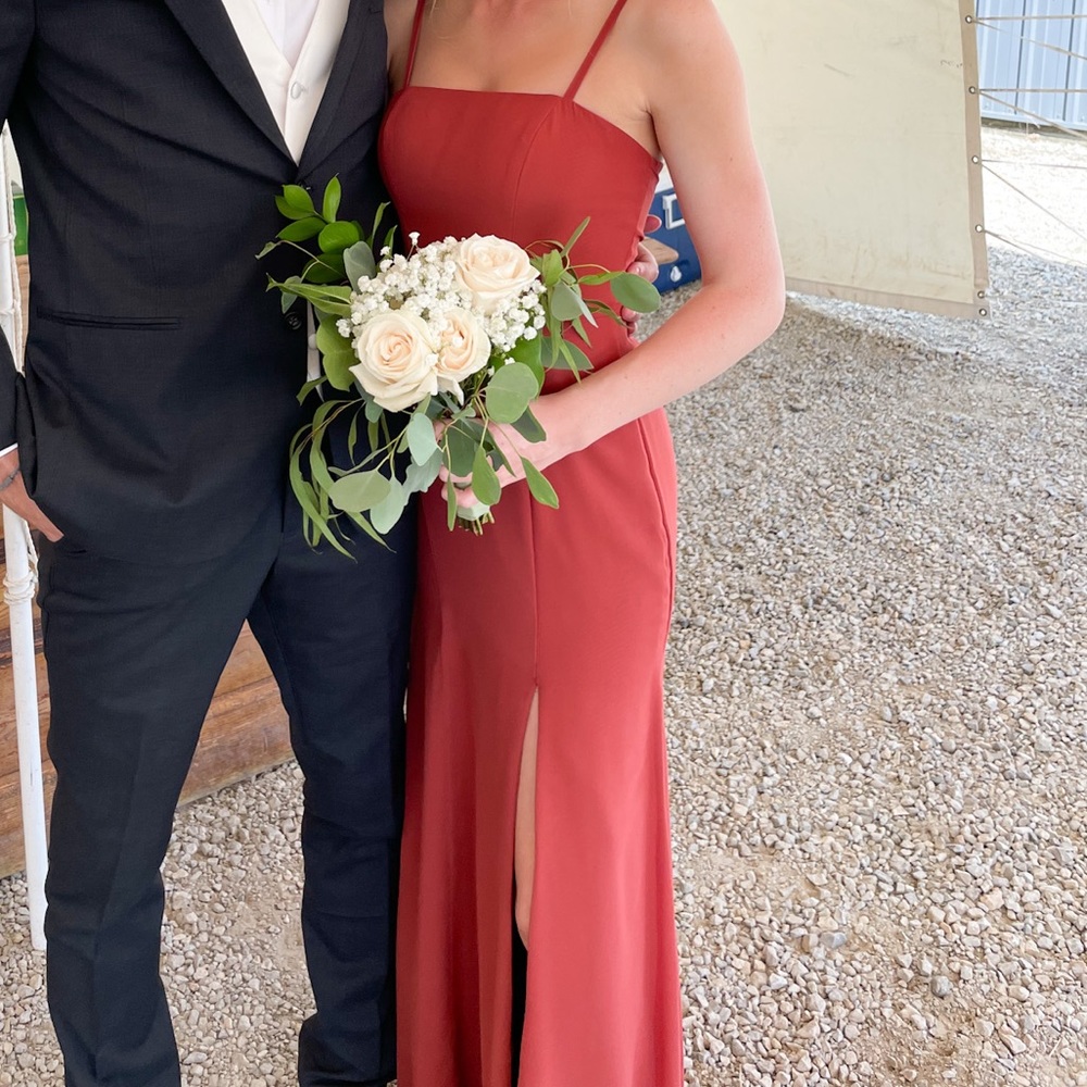 Azazie Terracotta Cosette bridesmaid dress